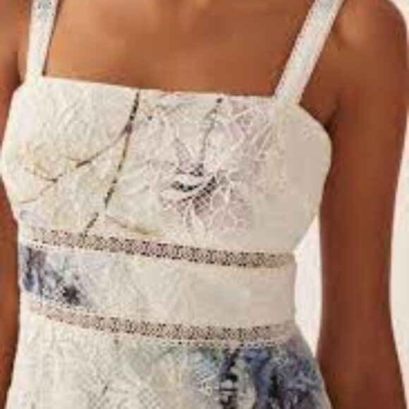 Monique Lhuillier white lace floral ruffle mini cocktail Anthropologie dress 14 - Picture 7 of 7